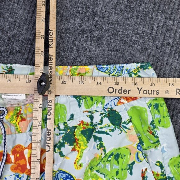 Peter Millar Swim Trunks Mens M Blue Fish Seaside Lined Beach Ocean Pockets - Picture 6 of 8
